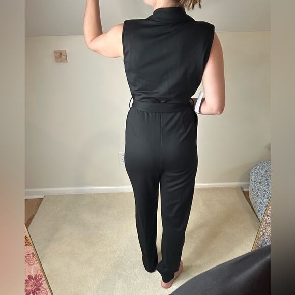 VENUS Black Wrap-Style Jumpsuit with Tapered Legs - Picture 3 of 8